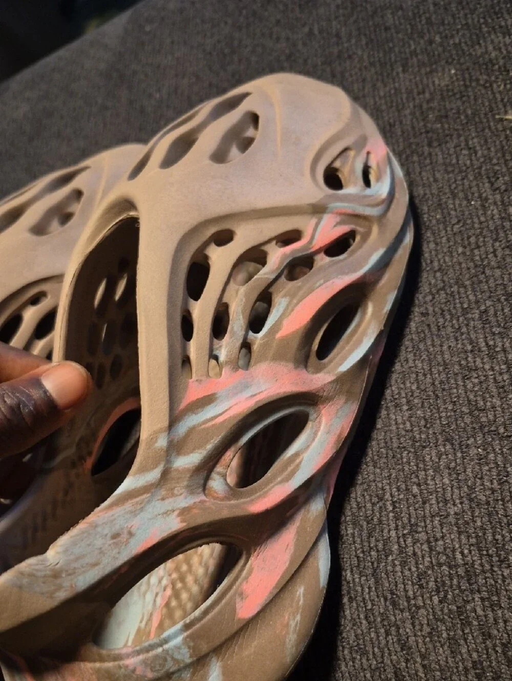 Yeezy Foam Runner Slip-On Clog in Taupe with Pink & Blue Accents